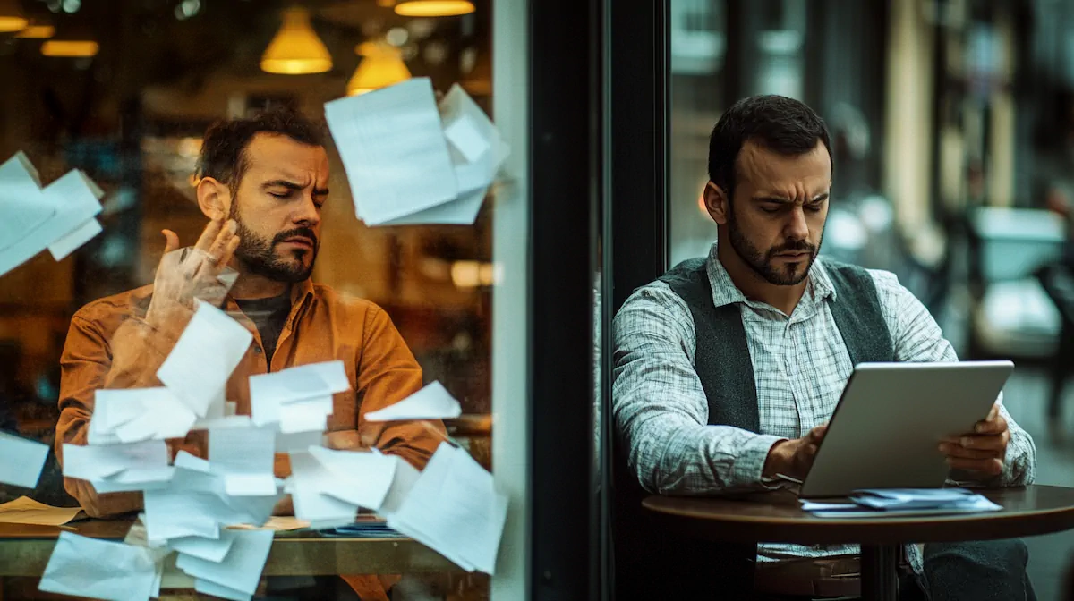 Marketing automation transformation showing the contrast between manual vs automated business processes