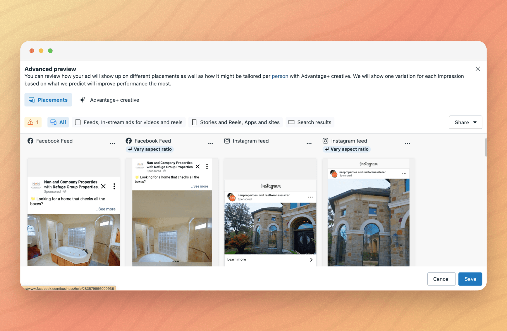 Example of a successful Facebook ad for a real estate listing.